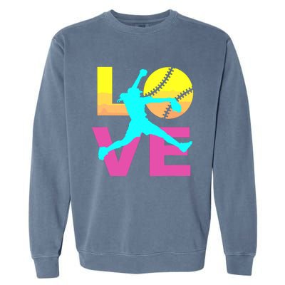 Softball Shirts For Girl Love Garment-Dyed Sweatshirt