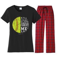 Softball Shirts For Women Gifts Softball T Shirts Girl Women's Flannel Pajama Set