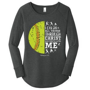 Softball Shirts For Women Gifts Softball T Shirts Girl Women's Perfect Tri Tunic Long Sleeve Shirt