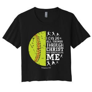 Softball Shirts For Women Gifts Softball T Shirts Girl Women's Crop Top Tee