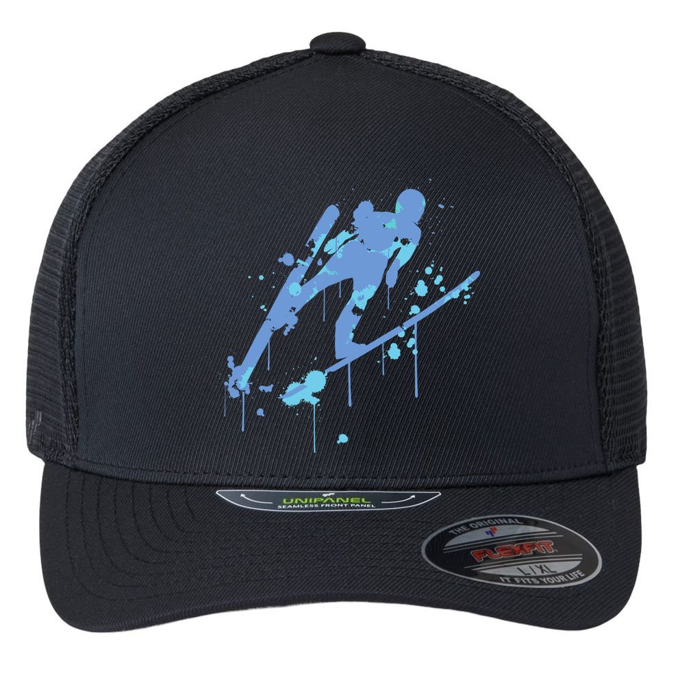 Splash Ski Flying Winter Sports Ski Jumping Flexfit Unipanel Trucker Cap