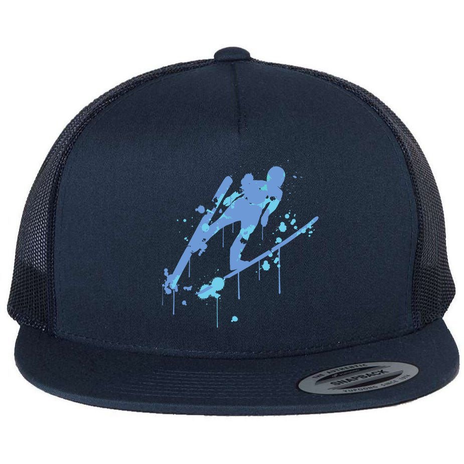 Splash Ski Flying Winter Sports Ski Jumping Flat Bill Trucker Hat