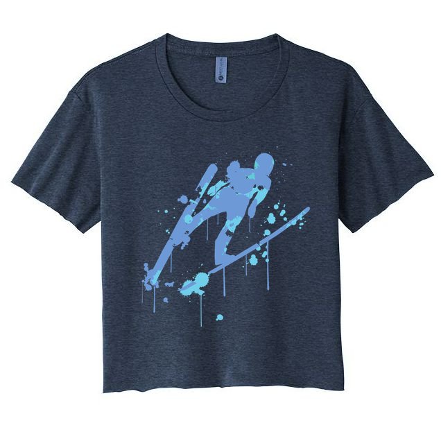 Splash Ski Flying Winter Sports Ski Jumping Women's Crop Top Tee