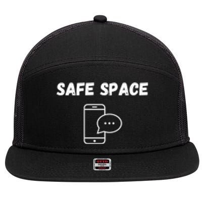 Safe Space Funny Cell Phone 7 Panel Mesh Trucker Snapback Hat