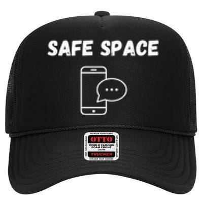 Safe Space Funny Cell Phone High Crown Mesh Back Trucker Hat