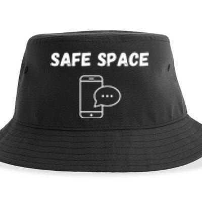 Safe Space Funny Cell Phone Sustainable Bucket Hat