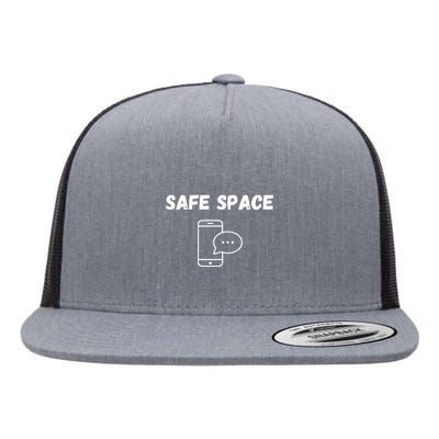 Safe Space Funny Cell Phone Flat Bill Trucker Hat