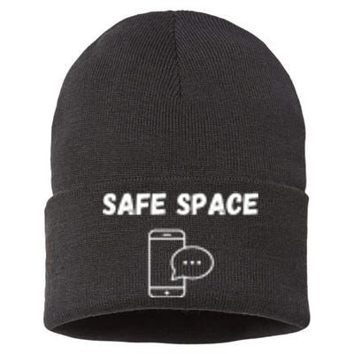 Safe Space Funny Cell Phone Sustainable Knit Beanie