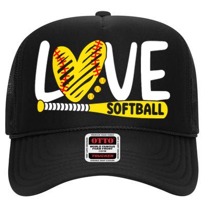 Softball Shirts For Women Teen Girl Love Softball High Crown Mesh Back Trucker Hat