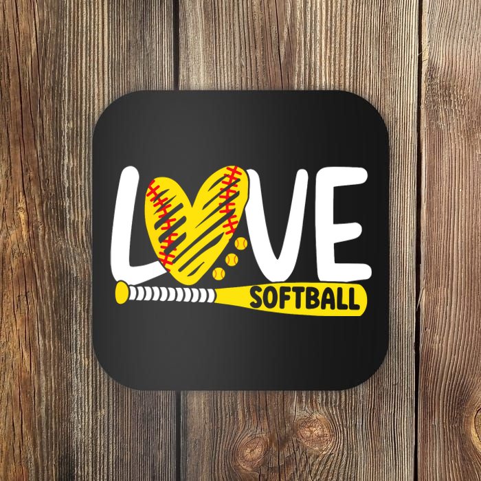 Softball Shirts For Women Teen Girl Love Softball Coaster