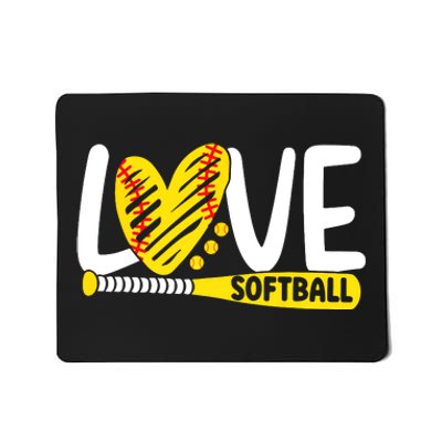 Softball Shirts For Women Teen Girl Love Softball Mousepad