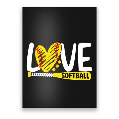 Softball Shirts For Women Teen Girl Love Softball Poster