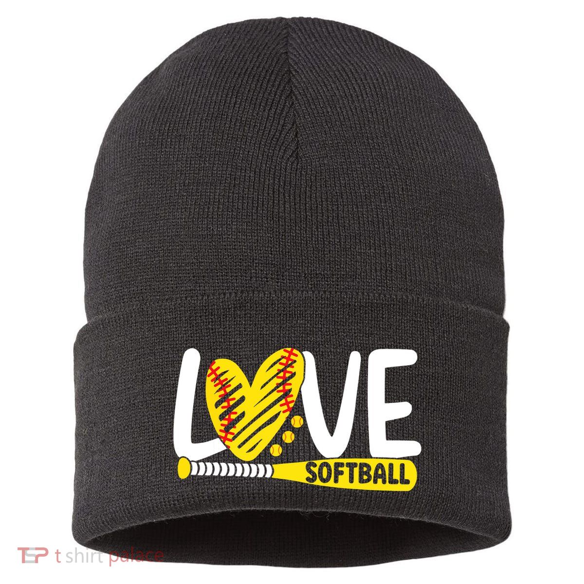 Softball Shirts For Women Teen Girl Love Softball Sustainable Knit Beanie