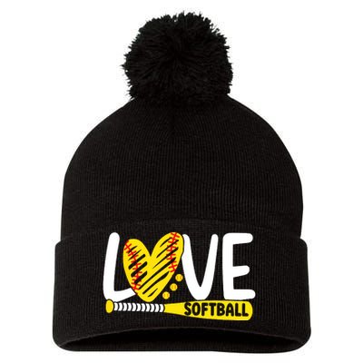 Softball Shirts For Women Teen Girl Love Softball Pom Pom 12in Knit Beanie