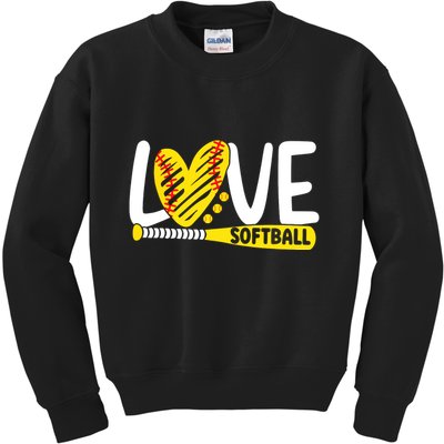 Softball Shirts For Women Teen Girl Love Softball Kids Sweatshirt