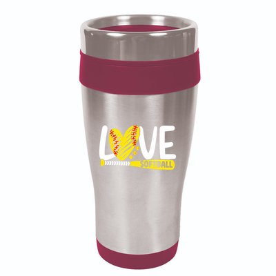 Softball Shirts For Women Teen Girl Love Softball 16oz Travel Tumbler