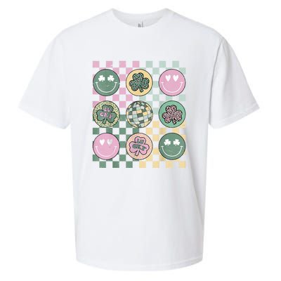 Shamrock Smile Face Disco Retro Groovy St Patricks Day Lucky Sueded Cloud Jersey T-Shirt