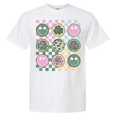 Shamrock Smile Face Disco Retro Groovy St Patricks Day Lucky Garment-Dyed Heavyweight T-Shirt