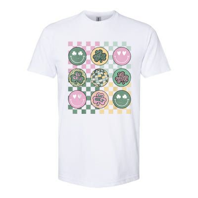 Shamrock Smile Face Disco Retro Groovy St Patricks Day Lucky Softstyle CVC T-Shirt