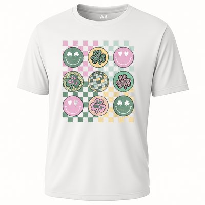 Shamrock Smile Face Disco Retro Groovy St Patricks Day Lucky Cooling Performance Crew T-Shirt