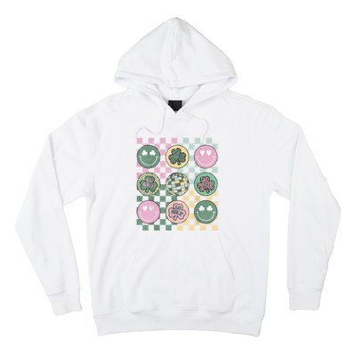 Shamrock Smile Face Disco Retro Groovy St Patricks Day Lucky Hoodie