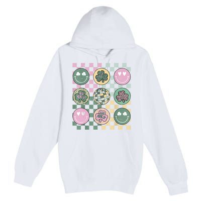 Shamrock Smile Face Disco Retro Groovy St Patricks Day Lucky Premium Pullover Hoodie