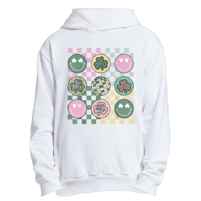 Shamrock Smile Face Disco Retro Groovy St Patricks Day Lucky Urban Pullover Hoodie