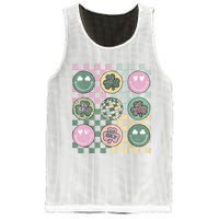 Shamrock Smile Face Disco Retro Groovy St Patricks Day Lucky Mesh Reversible Basketball Jersey Tank