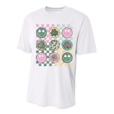 Shamrock Smile Face Disco Retro Groovy St Patricks Day Lucky Performance Sprint T-Shirt