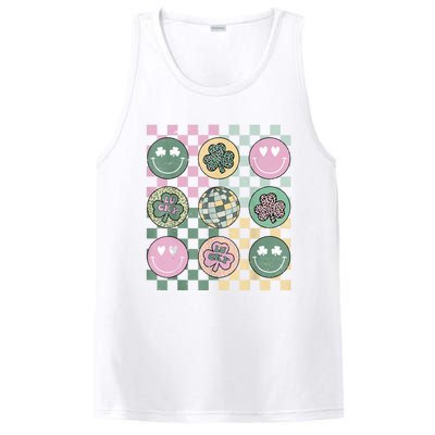 Shamrock Smile Face Disco Retro Groovy St Patricks Day Lucky PosiCharge Competitor Tank