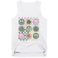 Shamrock Smile Face Disco Retro Groovy St Patricks Day Lucky Tank Top