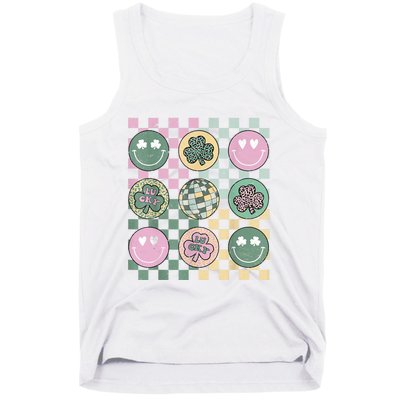 Shamrock Smile Face Disco Retro Groovy St Patricks Day Lucky Tank Top