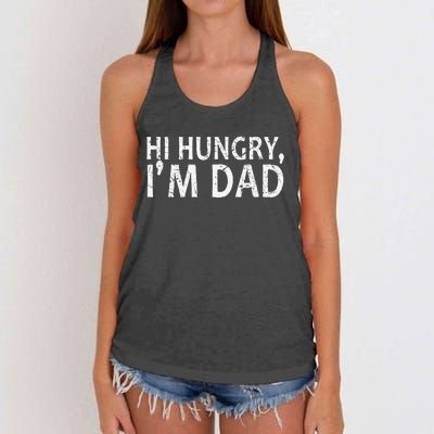 Sarcasm Sayings Father's day Humor Joy Hi Hungry Im Dad Women's Knotted Racerback Tank