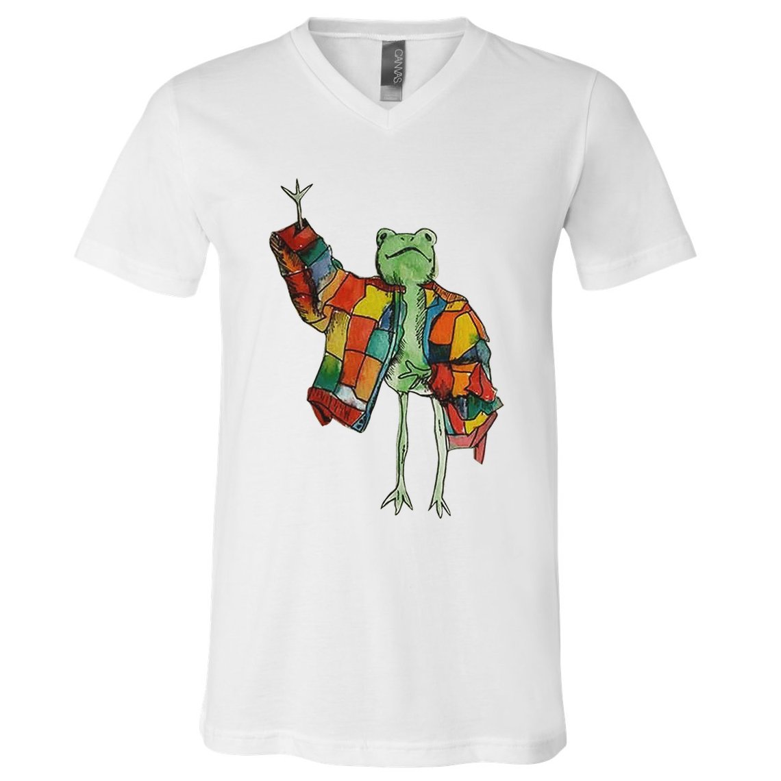 Soulisfree Stylish Frog Ix Funny Fashion Frog With Colorful V-Neck T-Shirt
