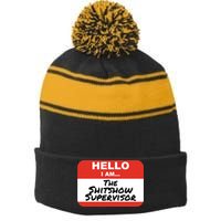 Shitshow Supervisor Funny Manager And Supervisor Stripe Pom Pom Beanie