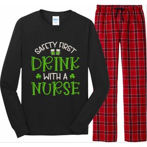 Shamrock Safety First With A Nurse St Patrick`S Day Gift Long Sleeve Pajama Set