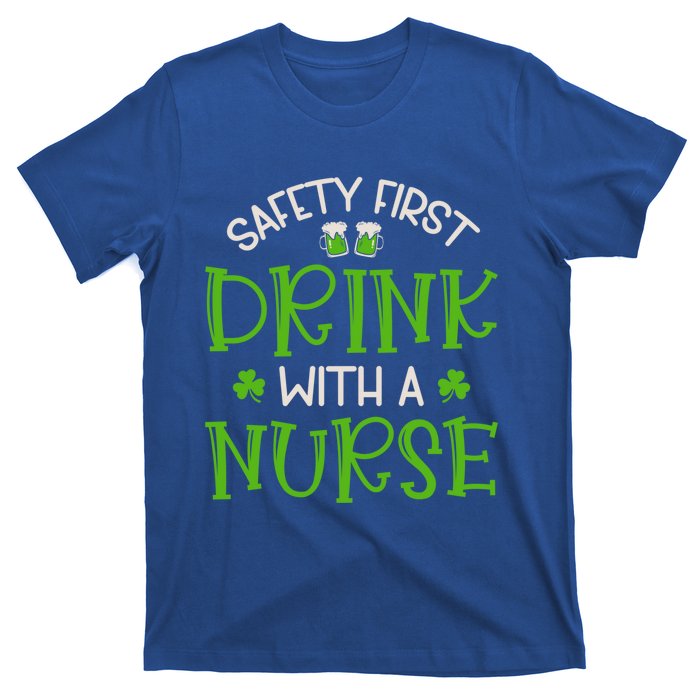 Shamrock Safety First With A Nurse St Patrick`S Day Gift T-Shirt