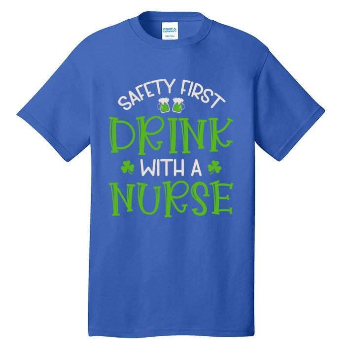 Shamrock Safety First With A Nurse St Patrick`S Day Gift Tall T-Shirt