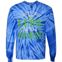 Shamrock Safety First With A Nurse St Patrick`S Day Gift Tie-Dye Long Sleeve Shirt