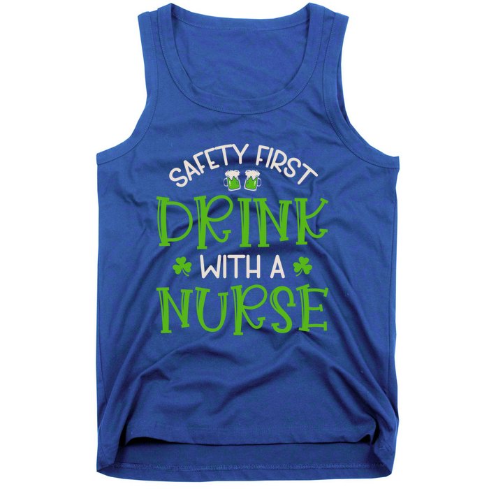 Shamrock Safety First With A Nurse St Patrick`S Day Gift Tank Top