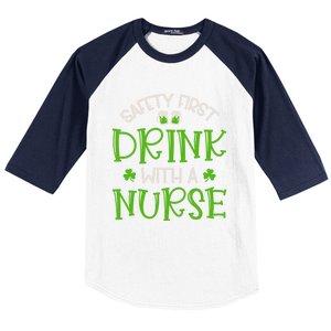 Shamrock Safety First With A Nurse St Patrick`S Day Gift Baseball Sleeve Shirt