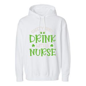 Shamrock Safety First With A Nurse St Patrick`S Day Gift Garment-Dyed Fleece Hoodie