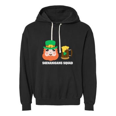 Shenanigans Squad Funny Irish St Patricks Day Shamrock Gifts Garment-Dyed Fleece Hoodie