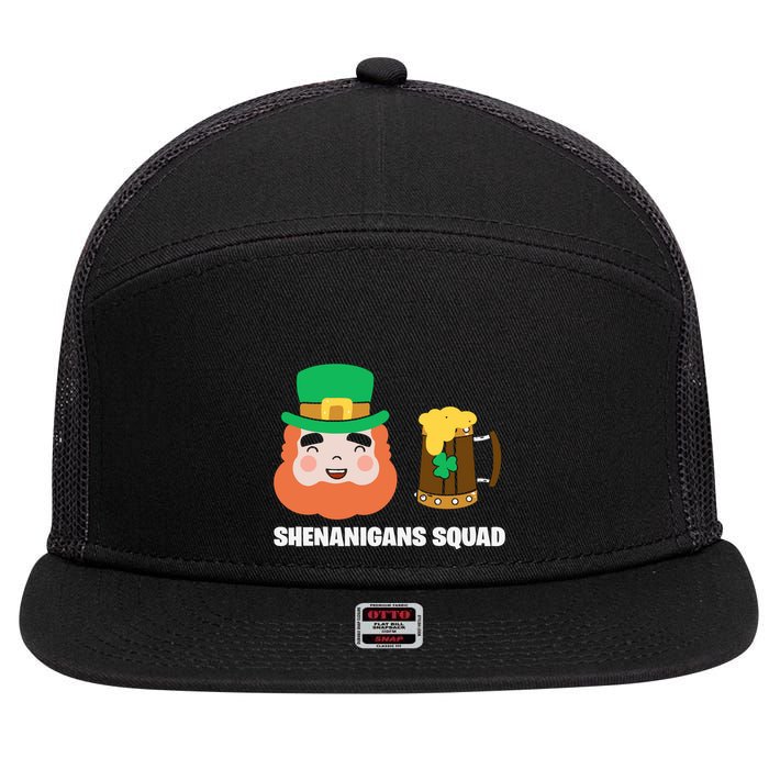 Shenanigans Squad Funny Irish St Patricks Day Shamrock Gifts 7 Panel Mesh Trucker Snapback Hat