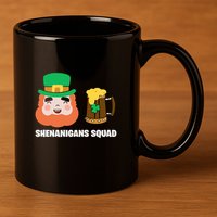 Shenanigans Squad Funny Irish St Patricks Day Shamrock Gifts 11oz C Handle Ceramic Mug