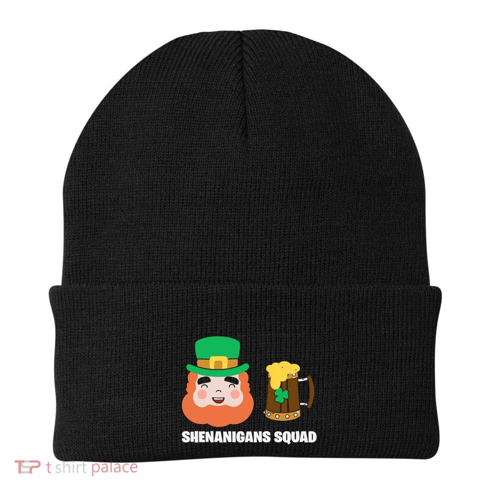 Shenanigans Squad Funny Irish St Patricks Day Shamrock Gifts Beanie