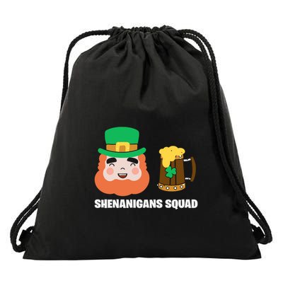 Shenanigans Squad Funny Irish St Patricks Day Shamrock Gifts Drawstring Bag