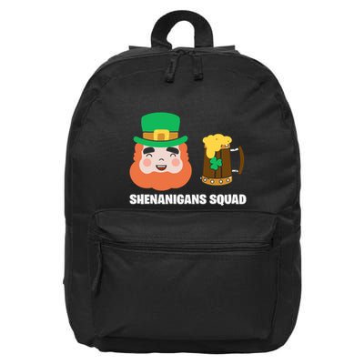 Shenanigans Squad Funny Irish St Patricks Day Shamrock Gifts 16 in Basic Backpack