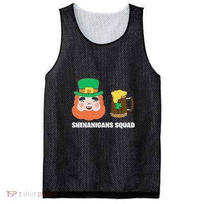 Shenanigans Squad Funny Irish St Patricks Day Shamrock Gifts Mesh Reversible Basketball Jersey Tank
