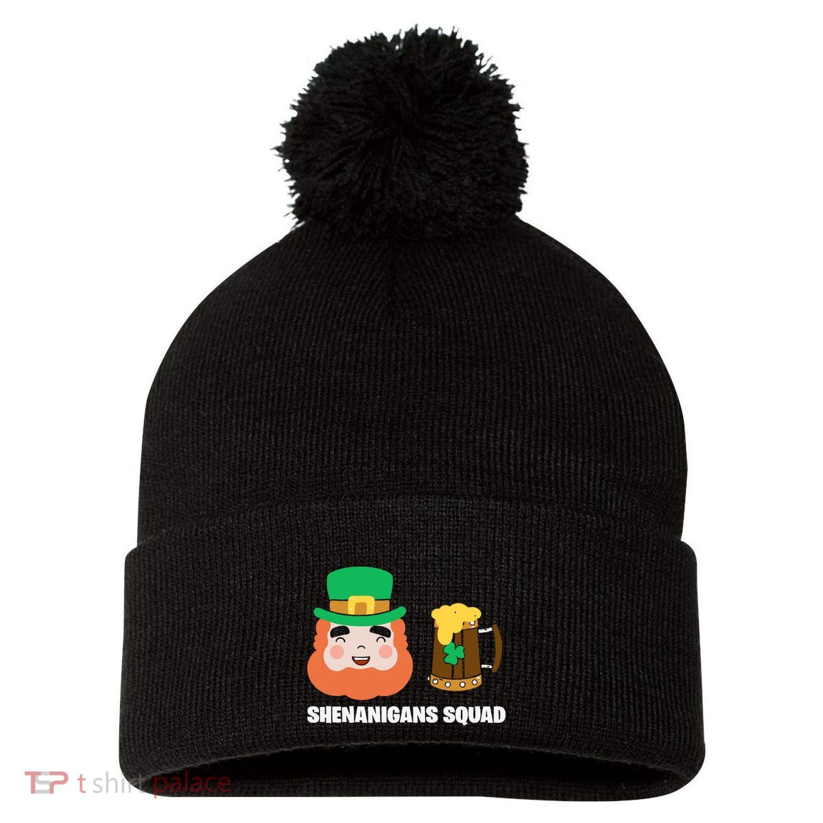 Shenanigans Squad Funny Irish St Patricks Day Shamrock Gifts Pom Pom 12in Knit Beanie